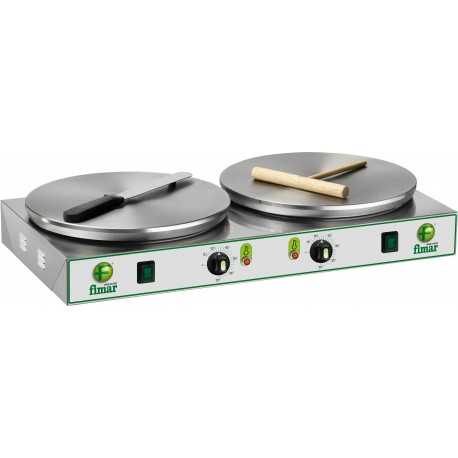 CREPIERA ELETTRICA - N.2 PIANI COTTURA  Ø 350 mm-POTENZA 2400+2400 W TRIFASE- DIMENSIONI CM L76 X P37 X H14