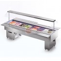 ISOLA BUFFET REFRIGERATA - STRUTTURA IN ACCIAIO INOX AISI 304 - IDEALE PER BACINELLE GASTRONORM - ILLUMINAZIONE LED - CENTRALINA SOFT/TOUCH - CAPPA MOTORIZZATA - TEMPERATURA +4°/+10°