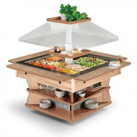 ISOLA BUFFET REFRIGERATA - STRUTTURA ESTERNA IN LEGNO - VASCA IN ACCIAIO INOX - CAPPA MOTORIZZATA - ILLUMINAZIONE LED - TEMPERATURA +4°/+10° - REFRIGERAZIONE STATICA - SBRINAMENTO AUTOMATICO ISOLA BUFFET REFRIGERATA - STRUTTURA ESTERNA IN LEGNO - VASCA IN ACCIAIO INOX - CAPPA MOTORIZZATA - ILLUMINAZIONE LED - TEMPERATURA +4°/+10° - REFRIGERAZIONE STATICA - SBRINAMENTO AUTOMATICO