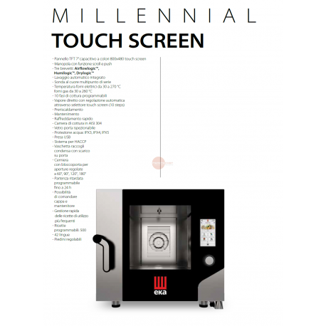 FORNO ELETTRICO COMBINATO CONVEZIONE - CON VAPORE DIRETTO - CAPACITA' 11 TEGLIE GN 1/1 - COMANDI TOUCH SCREEN