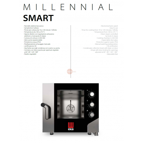 FORNO ELETTRICO COMBINATO CONVEZIONE - CON VAPORE DIRETTO - CAPACITA' 6 TEGLIE GN 2/1 - COMANDI ELETTROMECCANICI