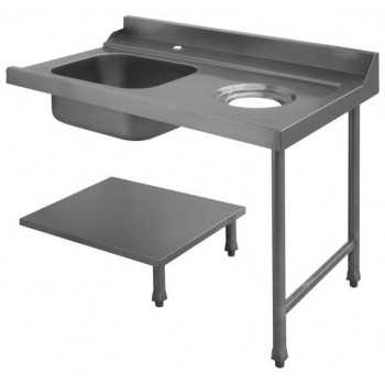 Lavello uscita laterale destra lavastoviglie con foro sbarazzo - 120x71.5x85
