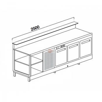 BANCO BAR REFRIGERATO 3 PORTE CON VANO NEUTRO