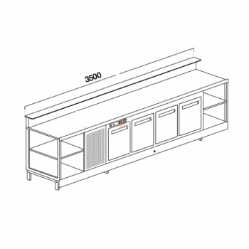 BANCO BAR REFRIGERATO LUNGHEZZA 350 CM 4 PORTE