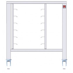 Tavolo in AISI 430 con ruote e supporti universali (capacità: 6 teglie 1/1 GN o 600 x 400 mm) - dimensioni 785 x 670 x 883 mm