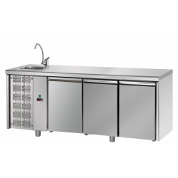 TAVOLO REFRIGERATO 3 PORTE CON LAVELLO