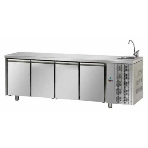 TAVOLO REFRIGERATO 4 PORTE CON LAVELLO