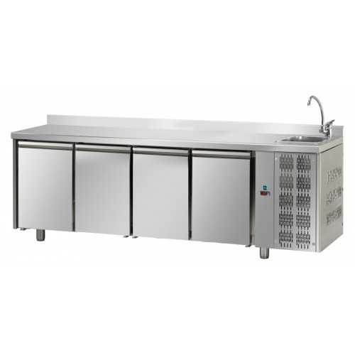 TAVOLO REFRIGERATO 4 PORTE CON LAVELLO