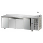 TAVOLO REFRIGERATO 4 PORTE CON LAVELLO