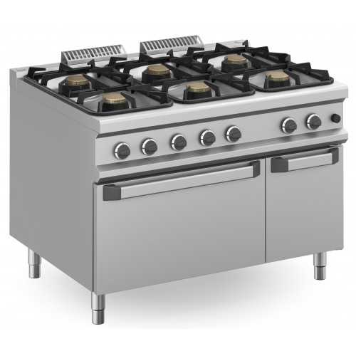 CUCINA PROFESSIONALE 6 FUOCHI A GAS SU FORNO A GAS