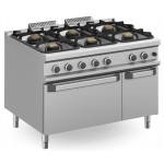 CUCINA PROFESSIONALE 6 FUOCHI A GAS SU FORNO A GAS