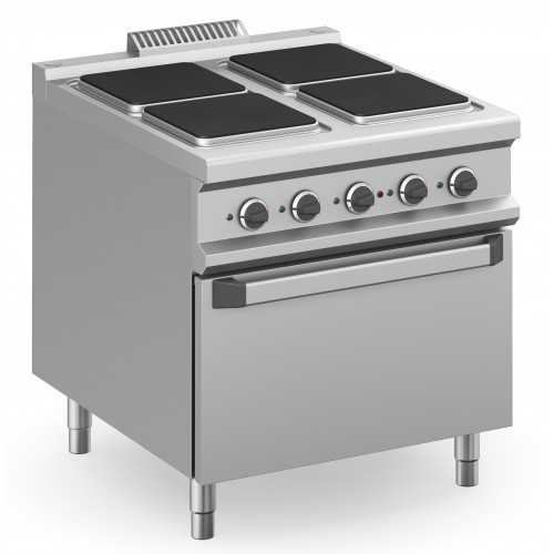 CUCINA ELETTRICA PROFESSIONALE 4 PIASTRE QUADRE SU FORNO ELETTRICO