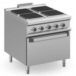 CUCINA ELETTRICA PROFESSIONALE 4 PIASTRE QUADRE SU FORNO ELETTRICO