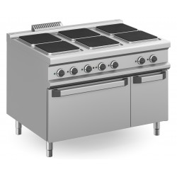 CUCINA ELETTRICA PROFESSIONALE 6 PIASTRE QUADRE SU FORNO ELETTRICO