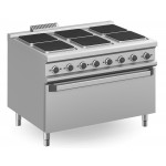 CUCINA ELETTRICA PROFESSIONALE 6 PIASTRE QUADRE SU FORNO ELETTRICO MAXI