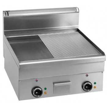 FRY TOP ELETTRICO DA BANCO PIASTRA 1/2 LISCIA E 1/2 RIGATA