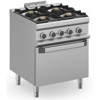 CUCINA A GAS PROFESSIONALE 4 FUOCHI CON FORNO ELETTRICO