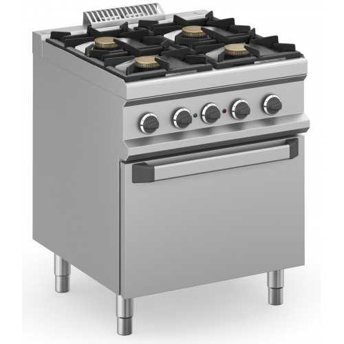 CUCINA A GAS PROFESSIONALE 4 FUOCHI CON FORNO ELETTRICO