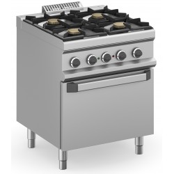 CUCINA A GAS PROFESSIONALE 4 FUOCHI CON FORNO ELETTRICO
