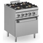 CUCINA A GAS PROFESSIONALE 4 FUOCHI CON FORNO ELETTRICO