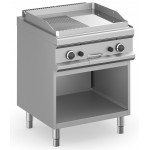FRY TOP A GAS PROFESSIONALE PIASTRA 1/2 LISCIA E 1/2 RIGATA CROMATA