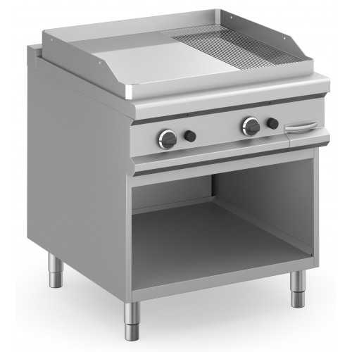 FRY TOP A GAS PIASTRA CROMATA 2/3 LISCIA ED 1/3 RIGATA