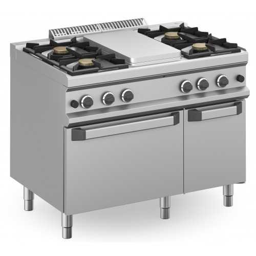CUCINA PROFESSIONALE 4 FUOCHI CON PIASTRA