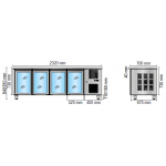 TAVOLO REFRIGERATO 4 PORTE IN VETRO
