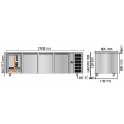 TAVOLO REFRIGERATO 4 PORTE PER LABORATORIO