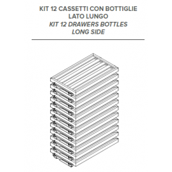 Kit 12 cassetti legno per bottiglie orizzontali lato lungo - capacità 48 bottiglie bordolesi