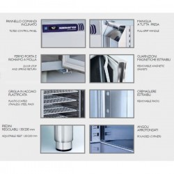 TAVOLO REFRIGERATO 2 PORTE (0/+8) VENTILATO 253 Lt PROFONDITA' 70 cm CON ALZATINA