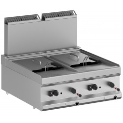 FRIGGITRICE A GAS PROFESSIONALE DA BANCO 2 VASCHE DA 9 + 9 LT PROFONDITA' 70 cm