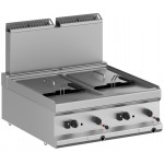 FRIGGITRICE A GAS PROFESSIONALE DA BANCO 2 VASCHE DA 9 + 9 LT PROFONDITA' 70 cm